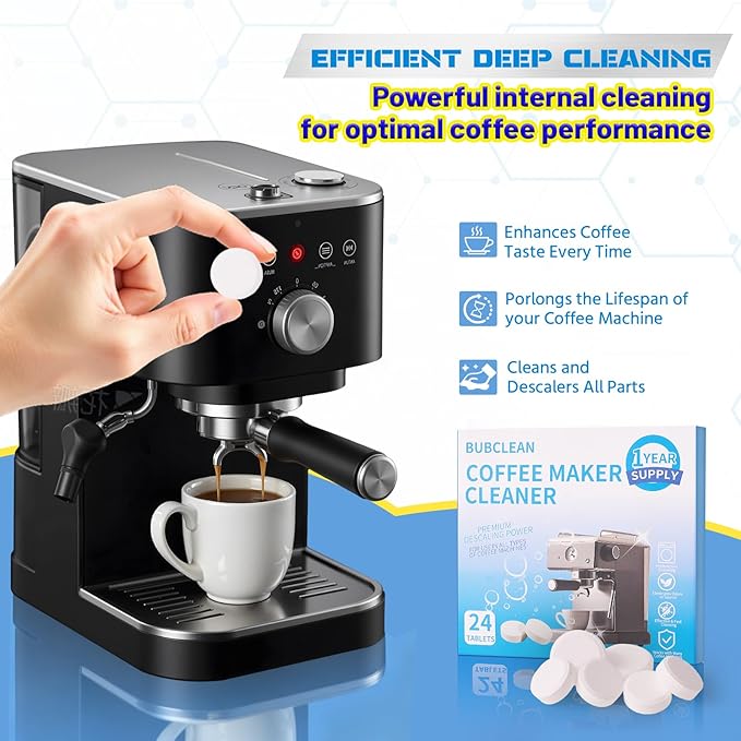 Coffee Maker Cleaner, Coffee Machine Descaler Tablets, 24 Count, Compatible with Multi Coffe Maker, Removes Dirt Limescale for Drip Coffe and Espresso Machines