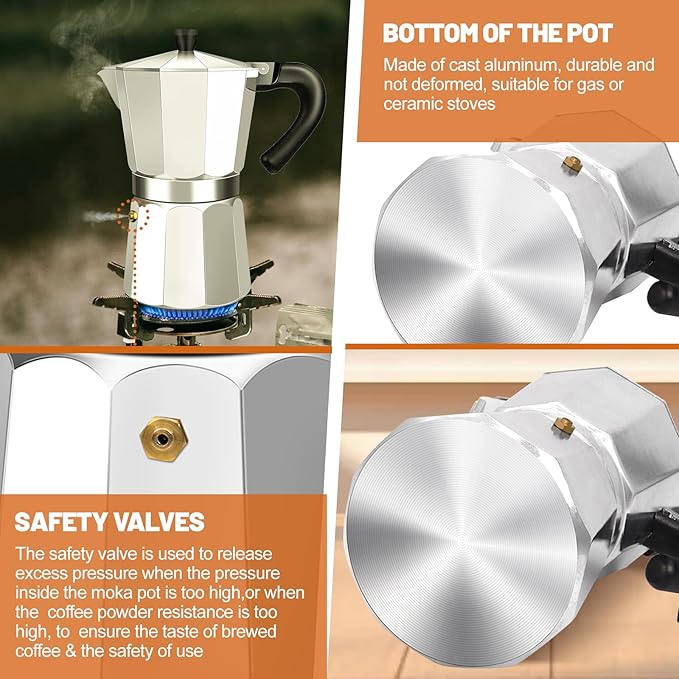 12 Cup Aluminum Espresso Stovetop Moka Pot Express Coffee Maker Percolator Italian Classic Mocha Coffee Machine for Italian and Cuban Cafe Brewing for Home & Camping 600ml 20oz