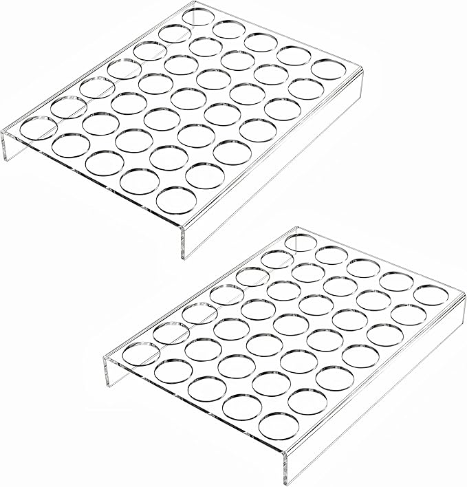IEEK 2 Pack of 35 Slots Flat Countertop Coffee Pod Holder K Cup Organizer Tray Clear Acrylic Coffee Pod Organizer for Office and Kitchen Counter or Drawer Compatible With KCup Pods