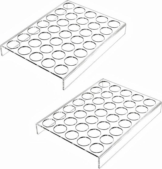 IEEK 2 Pack of 35 Slots Flat Countertop Coffee Pod Holder K Cup Organizer Tray Clear Acrylic Coffee Pod Organizer for Office and Kitchen Counter or Drawer Compatible With KCup Pods