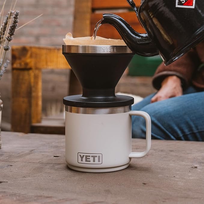 YETI Rambler 14 oz Ceramic Lined Stackable Mug, Vacuum Insulated, Stainless Steel with MagSlider Lid, White