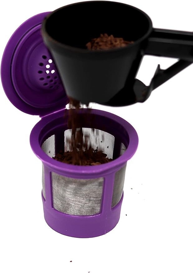 Reusable K Cups Coffee Filter Pod for Keurig 1.0 & 2.0 Machines - Coffee Scoop Funnel and 3 Pack K Cup Filters - Universal Refillable KCups - Fits K-Duo, K-Classic, K-Elite, K-Select, K-Cafe Brewers