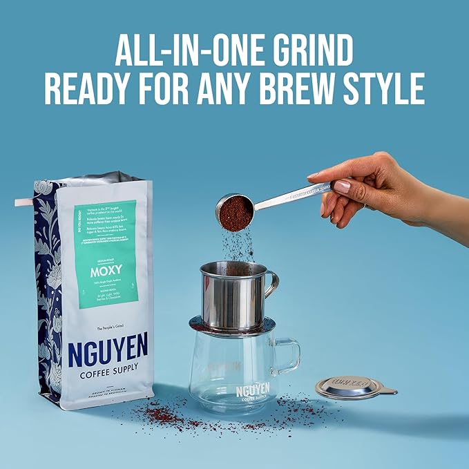 Nguyen Coffee Supply - Moxy Arabica: Medium Roast Premium Ground Coffee Beans, Vietnamese Single Origin, Direct Trade, Roasted in Brooklyn [12 oz Bag]