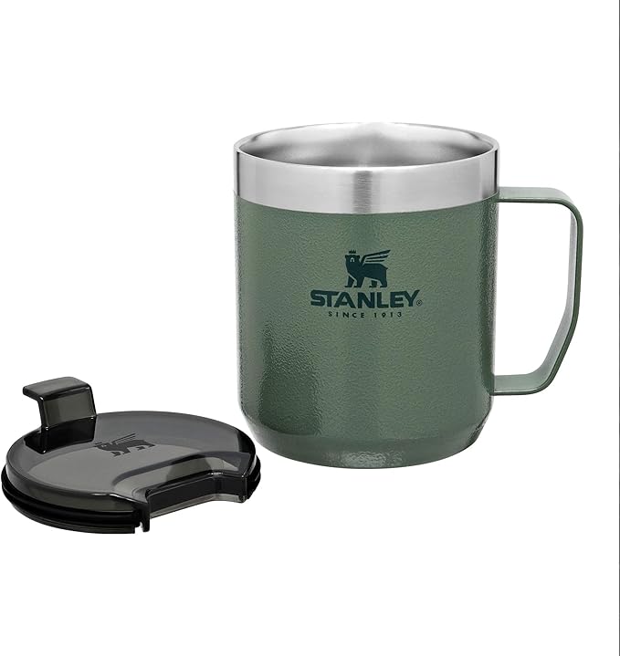 Stanley Stay-Hot Camp Mug 12 oz & 24 oz | Press Fit Drink Through Lid | Cup for Coffee, Tea and Drinks | Insulated Stainless Steel Coffee Mug | BPA-Free