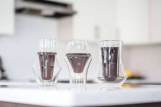 KRUVE PIQUE Coffee Carafe - Elegant Double-Wall Glass Design, 10oz (300ml) Capacity for Perfectly Brewed Coffee, Ideal for Entertaining Guests and Coffee Lovers, Keeps Your Brew Hot and Hands Cool