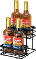 Coffee Syrup Rack Organizer, Syrup Bottle Holder Stand for Coffee Bar, 2-Tier 10 Bottles Storage Shelves for Syrup, Wine, Dressing for Kitchen Countertop (10 Bottles Black)