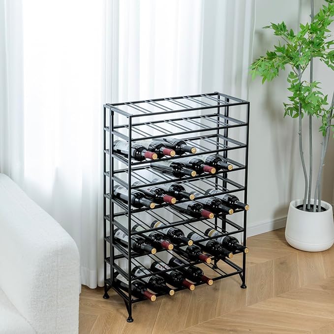 Wine Rack Freestanding Floor,Gray Metal Wine Rack, 9 Tier Wine Stand,Wine Storage Holds up to 54 Bottles,No Assembly Required