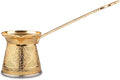 Alisveristime Authentic Turkish Coffee Pot, Handmade Cezve/Ibrik, 2.95-Inch Width, 2.95-Inch Height - 10.14 Ounce Enhance Your Coffee Experience Now! (3 Cup) (Gold)