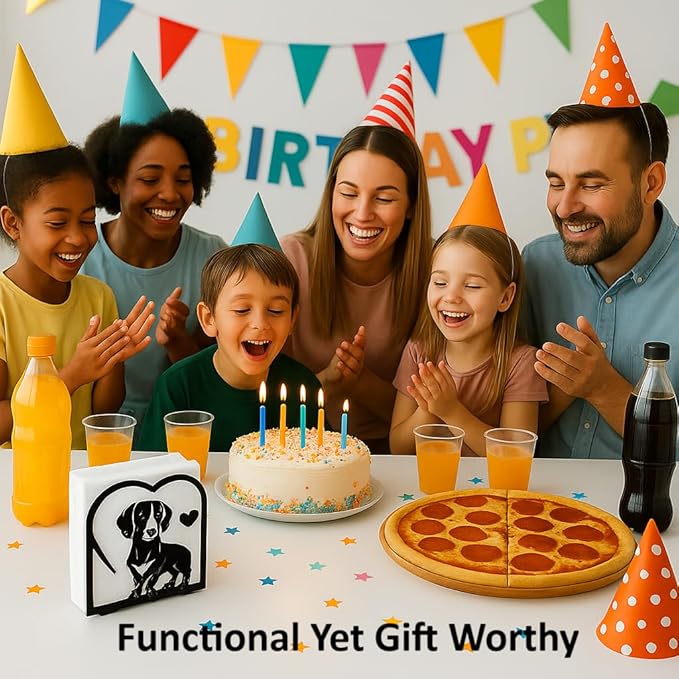 Decorative Cat and Dog Napkin Holder – Metal Napkin Organizer for Everyday & Cocktail Napkins – Cute cat Coffee filter holder size #2 & #4 for Kitchen Table Decor Gift for Animal Lovers 2-Pack