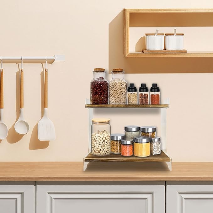 Coffee Bar Organizer,2 Tier Coffee Station, Home Storage Cups for Kitchen Countertop, Holds Cups, Coffee Beans, Placing Mugs