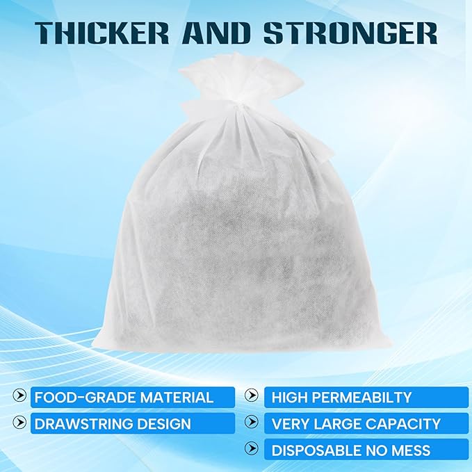 50 Piese Cold Brew Coffee Filters with Drawstring, 20" X 20" Commercial Cold Brew Bags for Commercial Model Cold Brew Coffee Makers and 5 Gallon Commercial Systems, Brew Up To 5 LBS Coffee