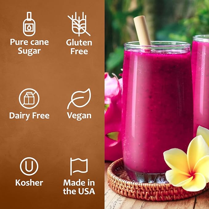 Syruvia Dragon Fruit Syrup, Flavored Syrup for Drinks, Cocktails, Lemonades, Iced Teas, and Desserts – 25.4 fl oz