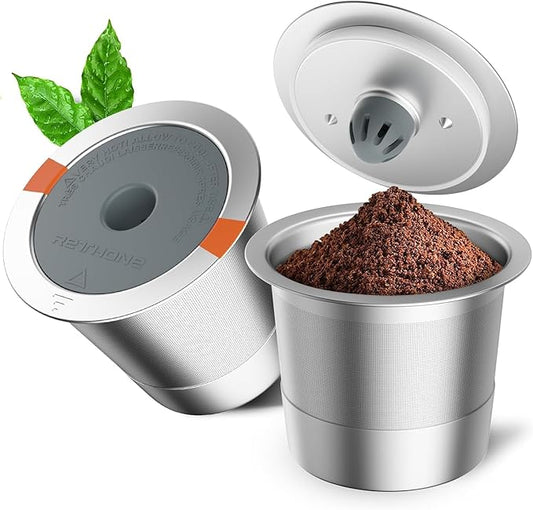 RETHONE Reusable K Cups and Coffee Pods for Keurig 1.0 & 2.0 Coffee Maker Stainless Steel Coffee Filter(2 pack)