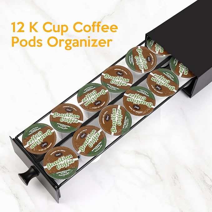 K Cup Coffee Pod Holder Drawer,Single Serve Coffee Pods Drawer K Cup Organization Storage Drawer Pod Organizer Countertop Organizer Holds up to 12 Pods