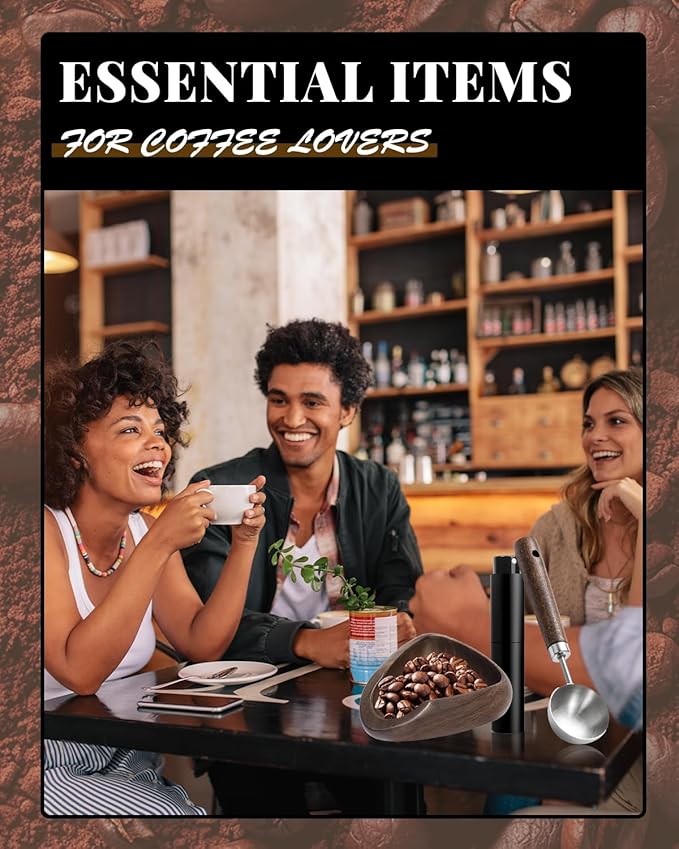 Coffee Bean Dosing Cup Set, Walnut Dosing Tray with 15ml Stainless Steel Measuring Spoon & 10ml Coffee spray bottle, Espresso Accessories for Baristas and Home Brewers