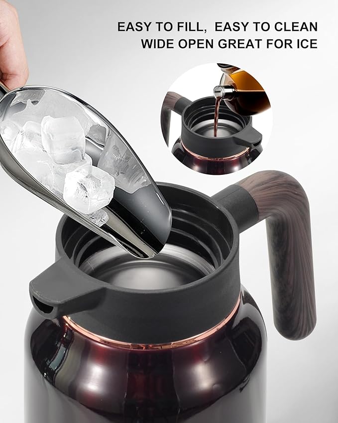 51 Oz Carafes for Hot Liquid, Stainless Steel Insulated Vacuum Thermal Coffee Carafes For Keeping Hot, 1.5 Liter Coffee Dispenser(Angola Red)