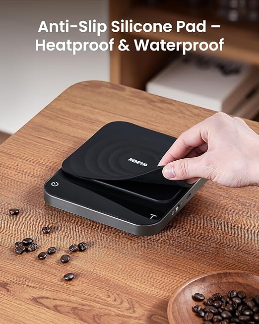 RENPHO Coffee Scale with Timer, Rechargeable Espresso Scale, 0.1g High Precision Pour-Over Coffee Scale, 3kg