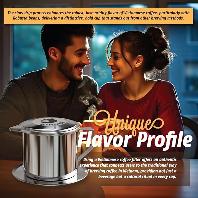 Birdee Vietnamese Coffee Dripper - 16oz (Pack of 4), Stainless Steel, Large Drip Filter, Durable, Dishwasher Safe, Home Use, Travel, Camping, Gift Sets