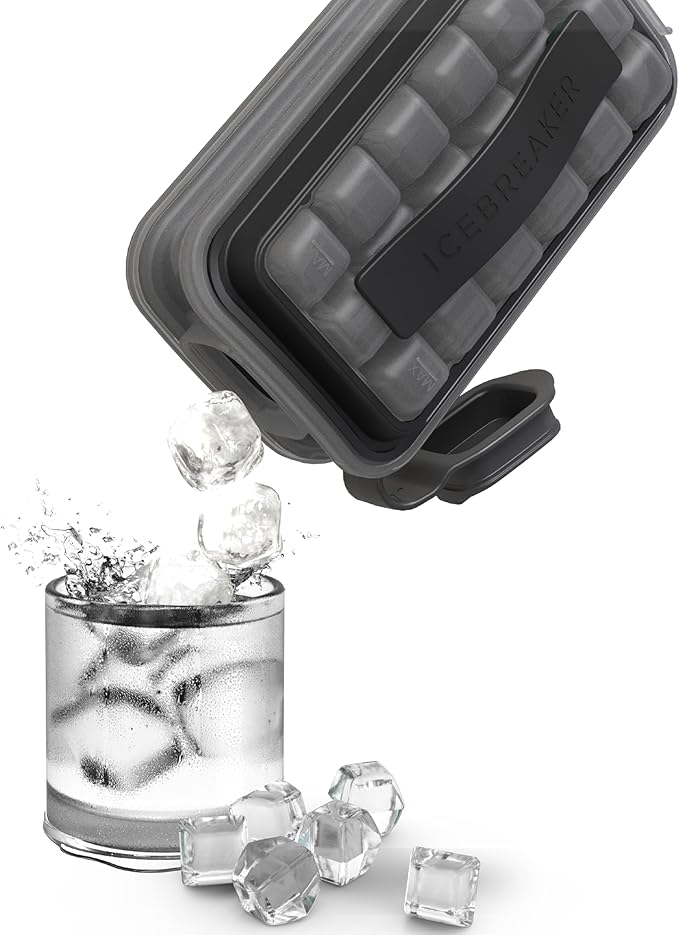ICEBREAKER POP - 4 IN 1 - DISPENSER - MAKER - BIN - ICE PACK - Make And Serve Ice Without Ever Touching The Ice - The Sanitary Silicone Ice Tray for Freezer With Lid - Ice Cube Tray