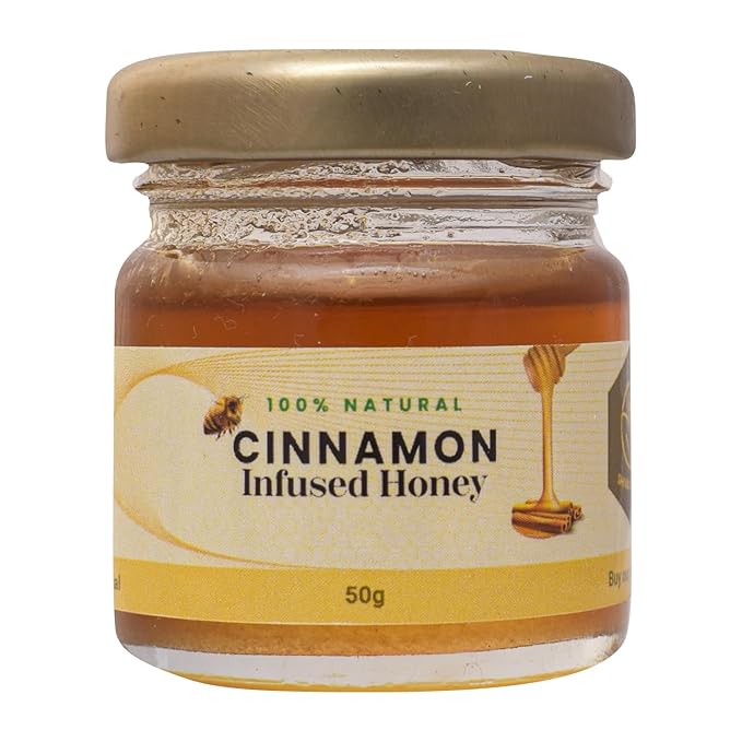 Shiva Organic Cinnamon Infused Honey - 100% Natural and Pure Organic Honey - GMP Certified 1.76 Ounces (50g))