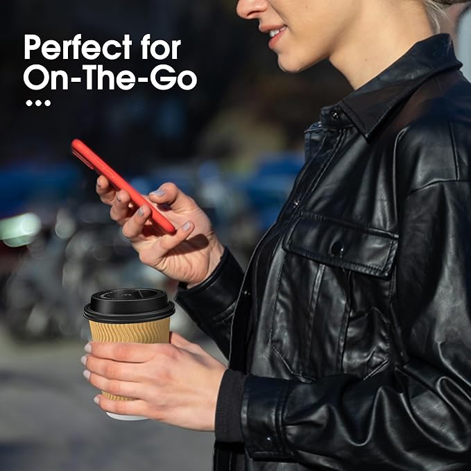 Ginkgo 100 Pack Disposable Coffee Cups with Lids 12oz, Insulated Ripple Wall To Go Paper Hot Cups - Beige