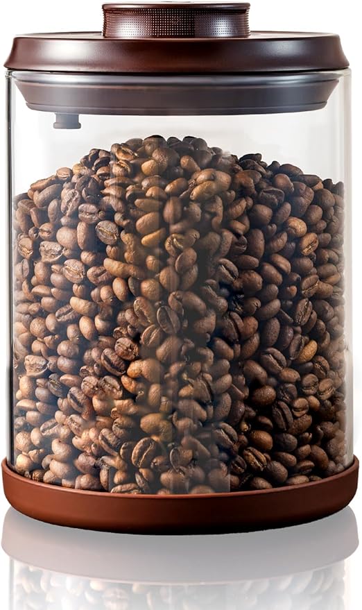 Large Coffee Canister 21 oz, Airtight Food Storage Container with Pop Lid, CO2-Release Valve, High Borosilicate Glass Contianers For Tea Coffee Bean Sugar, 1700ml