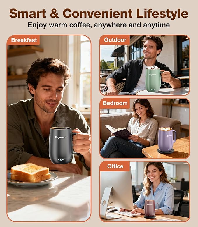 Heated Coffee Mug T2-Plus, 20oz Leading Large Capacity Self Heating Mug, Up to 8 Hrs Battery & Hot Up to 149℉, Smart Coffee Mug for Women, Men