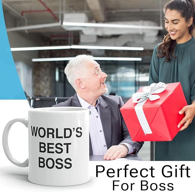 World's Best Boss Funny Coffee Mug - BeBr Bosses Day Gifts Ideas -Novelty Present For My Greatest Boss Male or Female, Men, Great Office Gift Mugs,Birthday,Leaving or Home Daily Use 11 oz Ceramic Mug