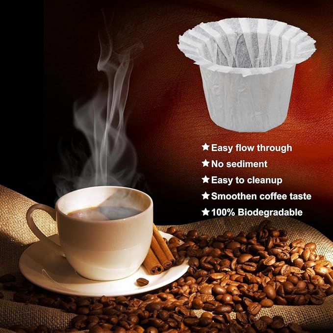 300 Count Disposable Paper Filter with 2 Pack Reusable K Cups Coffee Pods,Compatible with Keurig 2.0 and 1.0 Coffee Maker