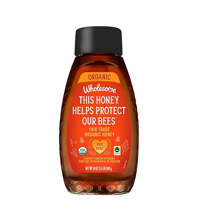 Wholesome Sweeteners 24-Ounce Organic Honey Bottle, 100% Pure, Fair Trade Certified, Non GMO Project Verified & Gluten Free, 1 Pack