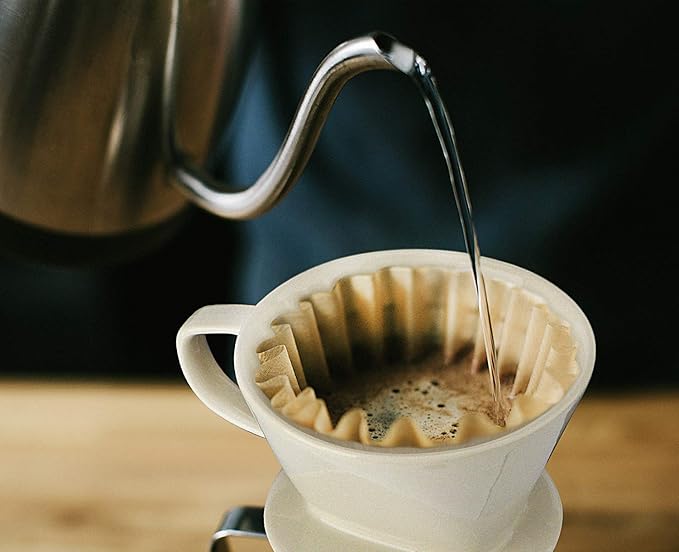 Yeeco White Coffee Dripper, Ceramic Filter Size 02, Manual Pour Over Dripper for Home, Office & Cafe