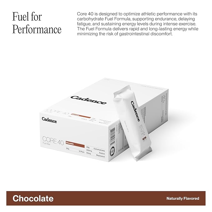 Cadence Chocolate Energy Bar - Case (50g x 12) | 40g Carb Blend with Organic Dates & Honey | Electrolytes for Hydration & Recovery | Natural Ingredients | Vegan-Friendly Fuel for Endurance Sports