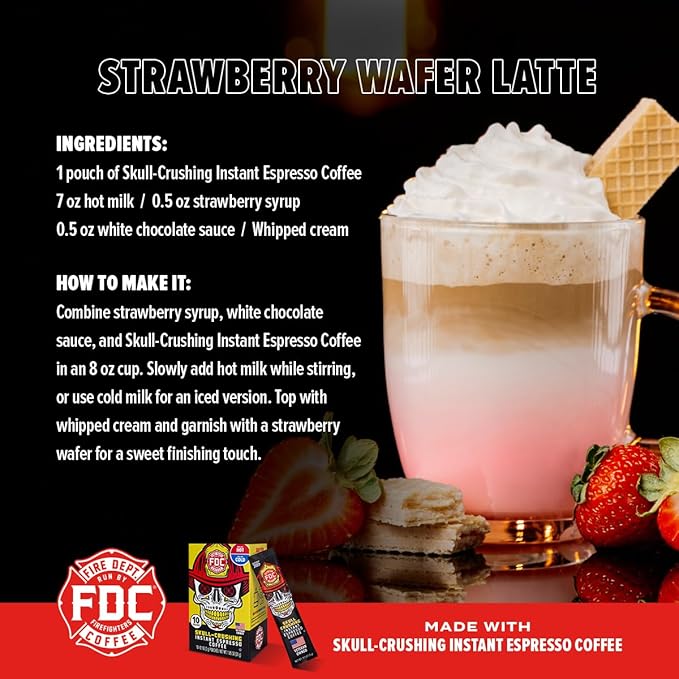 Fire Department Coffee - Skull Crushing Instant Espresso Coffee - Instant Coffee Packets Single Serve - Gives Back to Firefighters - Veteran Owned - Enjoy Hot or Cold (Pack of 60)