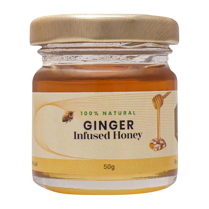Shiva Organic Ginger Infused Honey - 100% Natural and Pure Organic Honey - GMP Certified-1.76 Ounces (50g)
