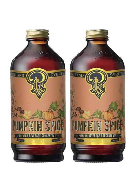 Portland Syrups Pumpkin Spice - Drink Mix for Exceptional Cocktails, Sugar Syrup for Drinks, Simple Syrup for Coffee, Mocktails, Baking, 12 oz, Pack of 2