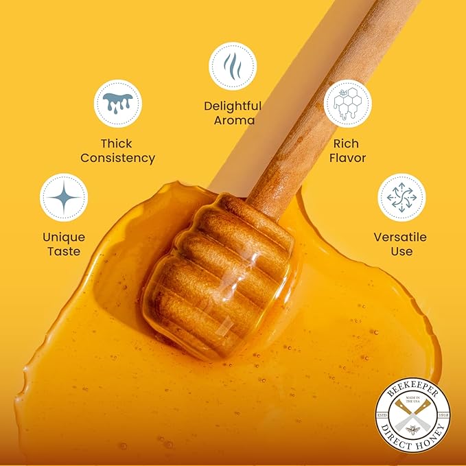 Beekeeper Direct Raw Unfiltered Honey - Real Raw Sweet Clover Honey - All Natural Non-GMO Pure Gourmet Honey - Local Montana Clover Honey (1lbs Squeeze Bottle)