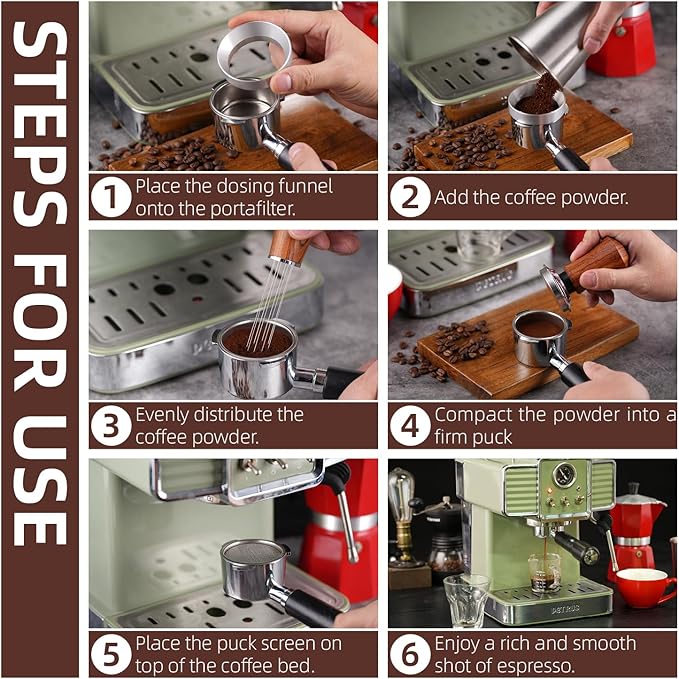51mm Espresso Accessories Kit,316 Stainless Steel WDT Tool Espresso,Dosing Funnel and Puck Screen Set，Espresso Distribution Tool,Espresso Coffee Stirrer for Barista