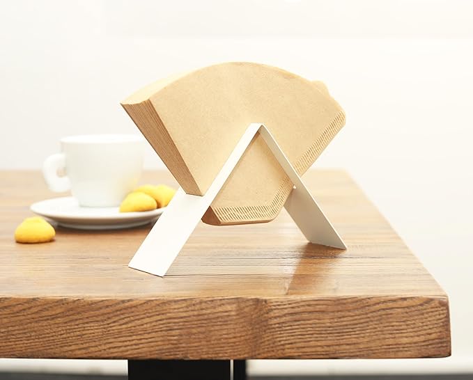 White Metal Coffee Filter Holder - Cone Coffee Filters #4, Countertop Holder, Cafe Aesthetic Decor