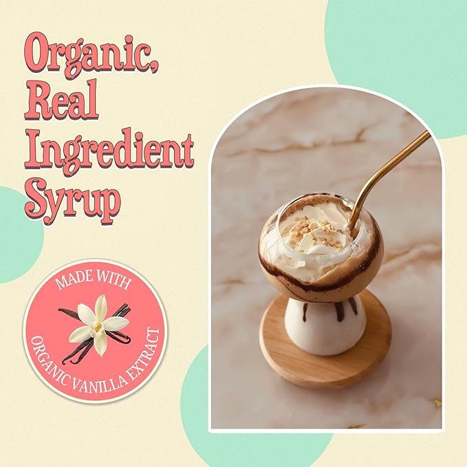 Wäbry Organic Vanilla Syrup – 16.4oz (468g), Natural Coffee Syrup, Perfect for Lattes, Matcha, Tea & Mocktails, Soda, Non-GMO, Dye-Free & Vegan Syrups – BPA-Free Plastic Bottle