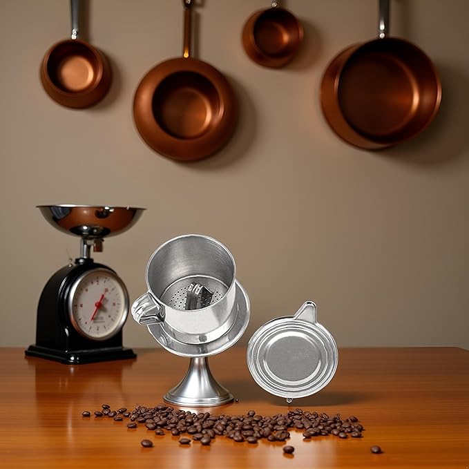 1 Set Vietnamese Coffee Filter Stainless Steel Coffee Pot Drip Infuse Cup Brewing Teapot No Need Paper Drip Coffee Pot Machine Filter Attractive Processing, Reusable Coffee Filters