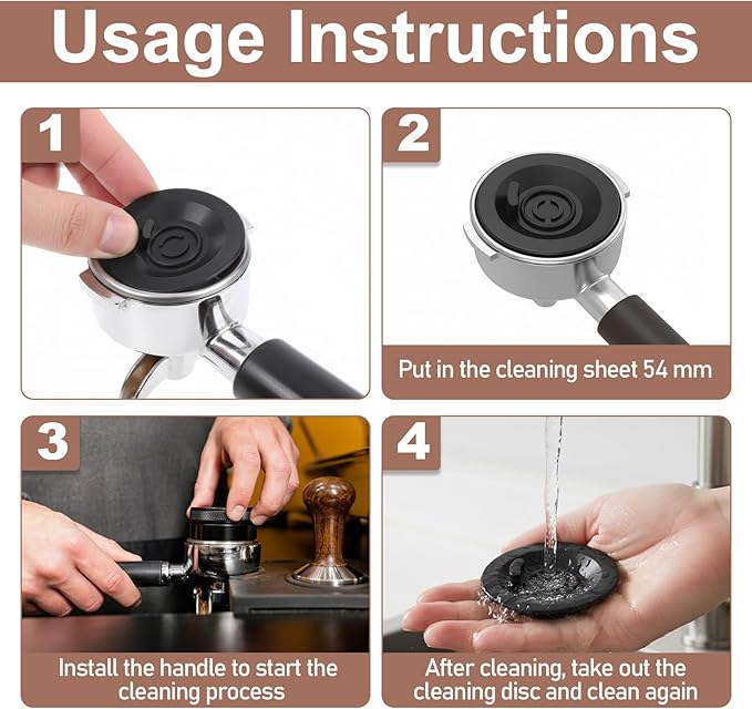 4 Pcs Espresso Backflush Cleaning Disc Compatible with Breville Espresso Machines, 54mm Black Practical Silicone Blind Filter Disk Compatible with Breville Cleaning