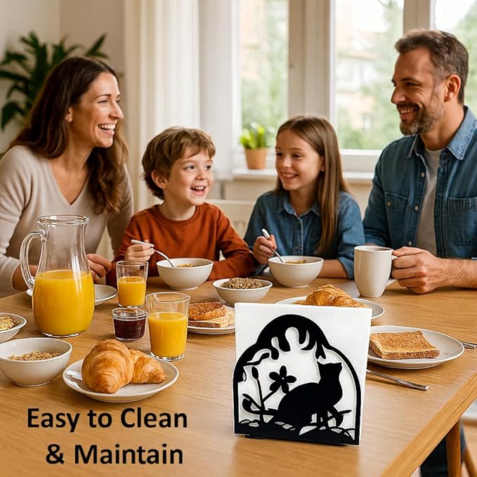 Decorative Cat and Dog Napkin Holder – Metal Napkin Organizer for Everyday & Cocktail Napkins – Cute cat Coffee filter holder size #2 & #4 for Kitchen Table Decor Gift for Animal Lovers 2-Pack