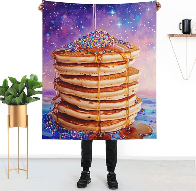 Honey Drizzle Dessert Fleece Blanket, Ultra-Soft Micro Fleece with Golden Syrup Flowing On Sweets, Lightweight & Cozy, Perfect for Foodie Decor,Sofa, Bed Or Gift, Machine-Washable 50X60 Inch