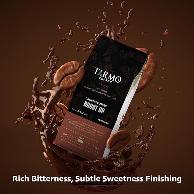 TARMO -BOOST UP | Low Acid ARABICA & ROBUSTA BLEND Ground Coffee | Specialty Vietnamese Coffee | Single Origin - Dark Roast | High Caffeine Coffee Ground | 12 Oz Bag