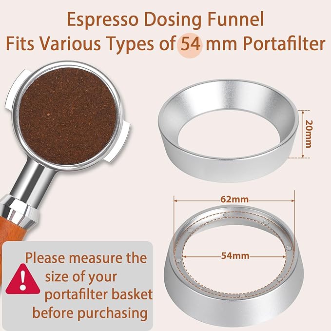 54mm Portafilter Funnel with Magnetic, Lightweight Aluminum Espresso Dosing Funnel