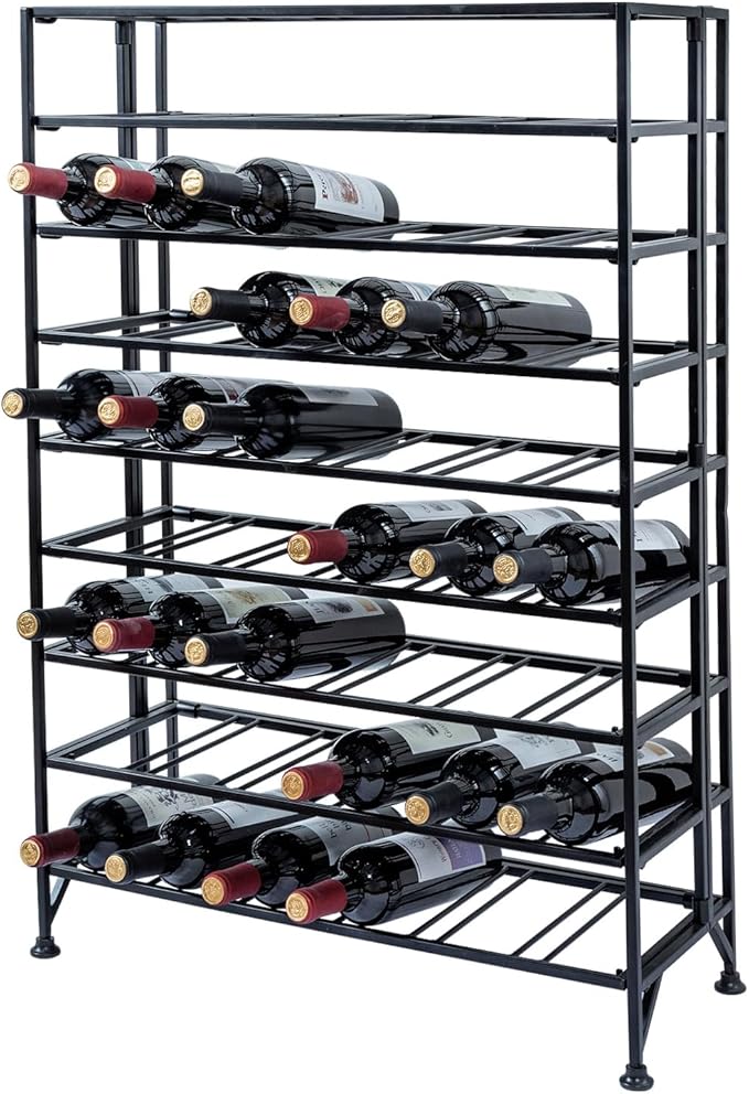 Wine Rack Freestanding Floor,Gray Metal Wine Rack, 9 Tier Wine Stand,Wine Storage Holds up to 54 Bottles,No Assembly Required