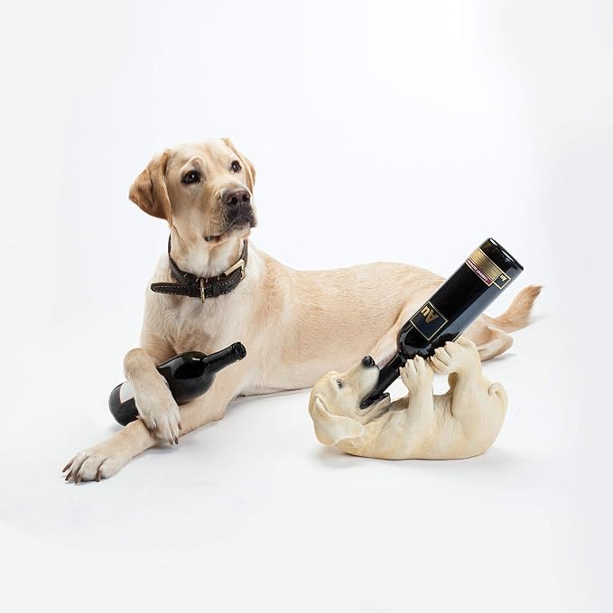 True Lab Playful Pup Bottle Holder for Kitchen Table, Wine Rack Countertop, Tabletop Wine Rack, Wine Bottle Holder Decorative, Wine Decor, Set of 1