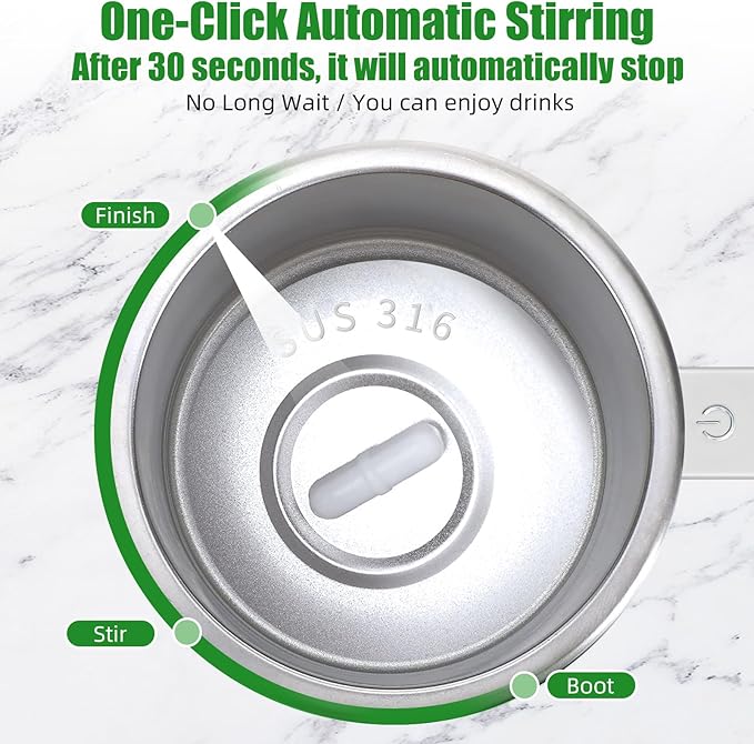 Self Stirring Coffee Mug: 2025 New Rechargeable Auto Magnetic Stirring Mixing Mug with Temperature Display,13oz Stainless Steel Travel Coffee Cup for Office, Home, Kitchen, Best Gift (Green)