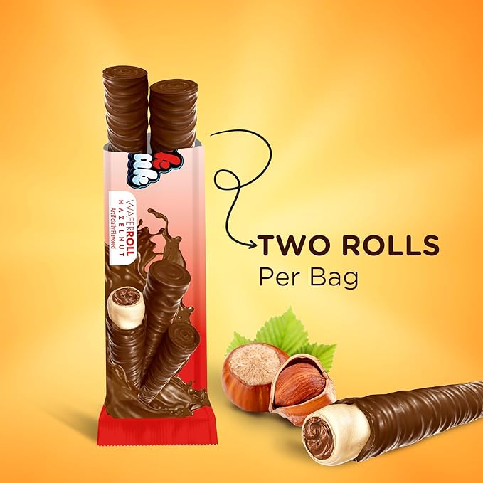 Snack Break Hazelnut Wafer Rolls, Rolled Wafer Cookies, Cocoa Coated Delicious Snack, Individually Wrapped, Crunchy Sticks for On-the-Go, Coffee, Tea, 24 Count (Pack of 3)