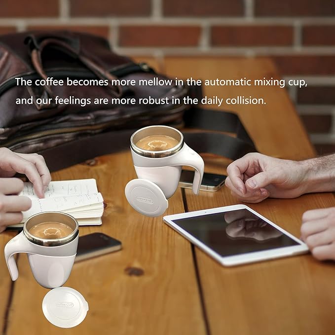 Automatic Magnetic Stirring Coffee Mug, Rotating Home Office Travel Mixing Cup，Funny Electric Stainless Steel Self Mixing Coffee Tumbler, Suitable for Coffee, Milk, Cocoa and Other Beverages……